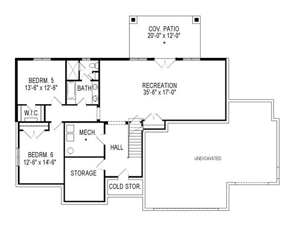 Craftsman Floor Plan - Lower Floor Plan #920-7