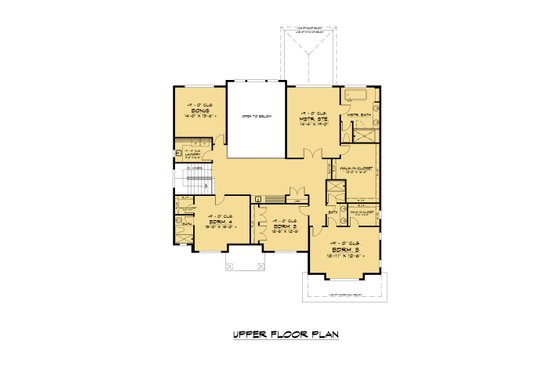 Floor Plan - Upper Floor for Contemporary House Plan #1066-165 - 5 bed, 4.5 bath
