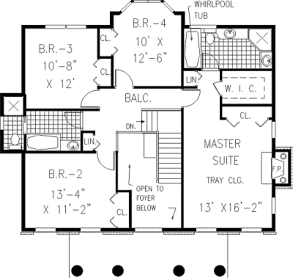 Colonial Floor Plan - Upper Floor Plan #3-185