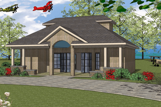 Exterior - Front Elevation for Southern House Plan #8-290 - 1 bed, 1.5 bath