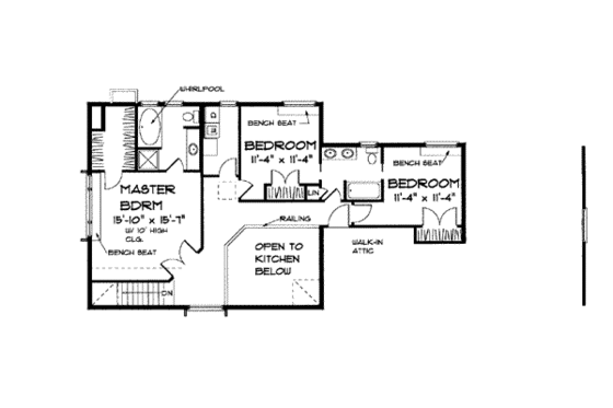 Floor Plan - Upper Floor for Country House Plan #75-104 - 3 bed, 2.5 bath