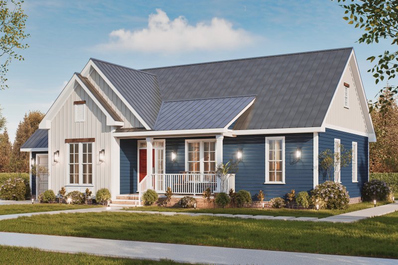 House Blueprint - Exterior - Front Elevation 8 for Bungalow House Plan #54-686 - 2 bed, 3 bath
