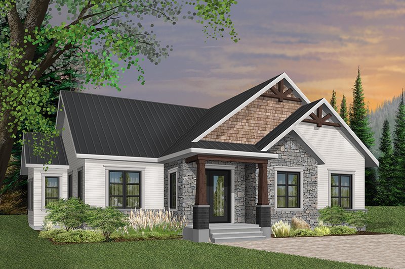 Craftsman Style House Plan - 3 Beds 2 Baths 1631 Sq/Ft Plan #23-2667