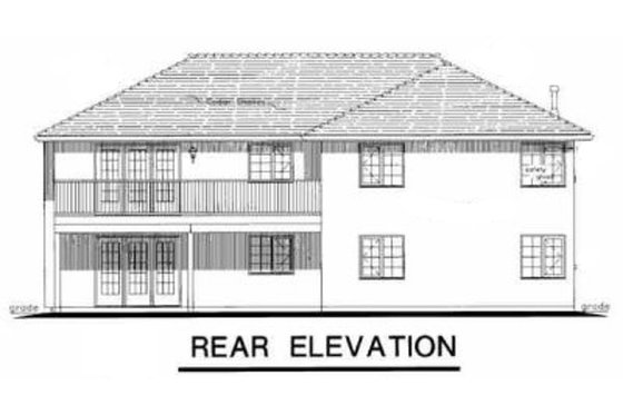 Exterior - Rear Elevation for Mediterranean House Plan #18-253 - 3 bed, 2 bath