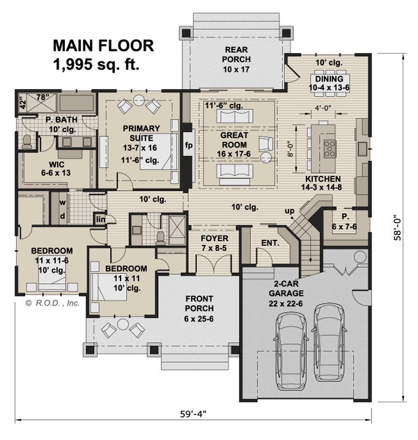 Farmhouse Floor Plan - Main Floor Plan #51-1228