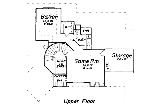 Floor Plan - Upper Floor for European House Plan #52-187 - 3 bed, 3.5 bath