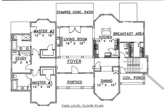 Floor Plan - Main Floor for European House Plan #117-537 - 6 bed, 6.5 bath