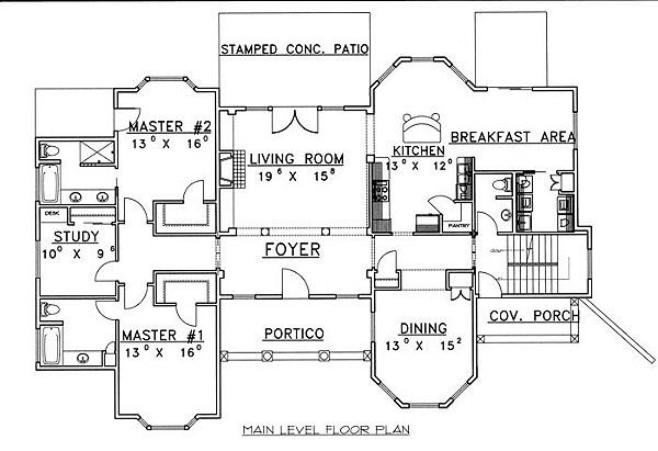 Home Plan - Floor Plan - Main Floor for European House Plan #117-537 - 6 bed, 6.5 bath