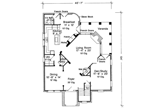 Floor Plan - Main Floor for European House Plan #410-199 - 3 bed, 3.5 bath