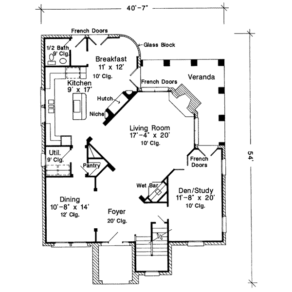 Architectural House Design - European Floor Plan - Main Floor Plan #410-199