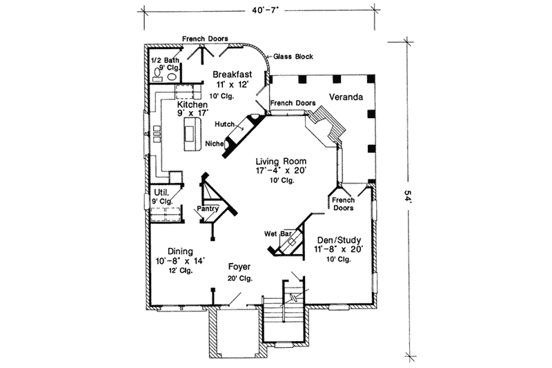 Home Plan - Floor Plan - Main Floor for European House Plan #410-199 - 3 bed, 3.5 bath