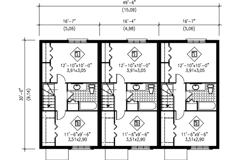 House Plan Design - Floor Plan - Upper Floor for Traditional House Plan #25-330 - 2 bed, 1.5 bath