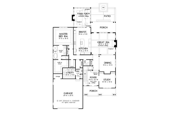 Floor Plan - Main Floor for Farmhouse House Plan #929-1052 - 4 bed, 3.5 bath