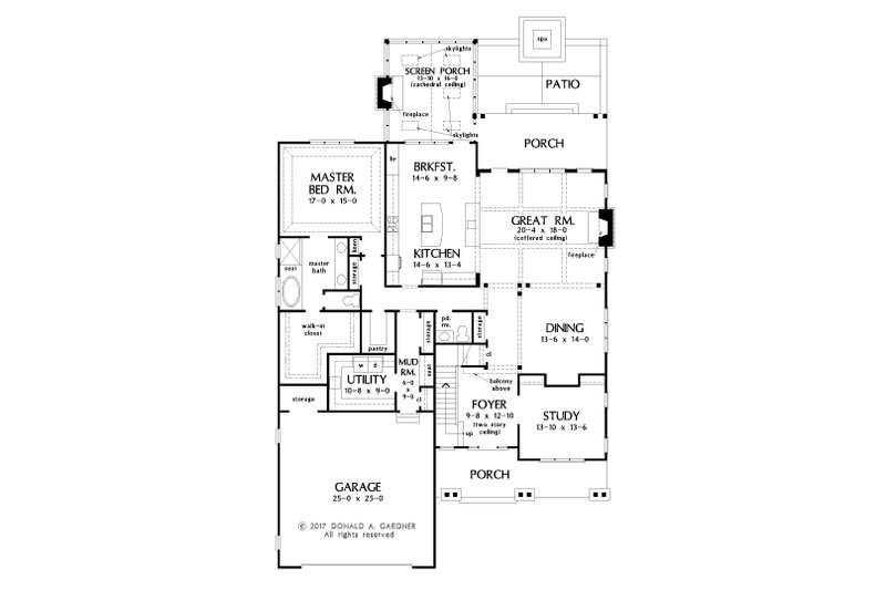 Architectural House Design - Floor Plan - Main Floor for Farmhouse House Plan #929-1052 - 4 bed, 3.5 bath