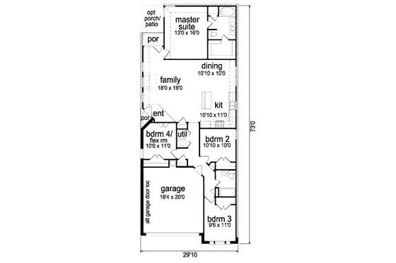 Floor Plan - Main Floor for Traditional House Plan #84-309 - 4 bed, 2 bath