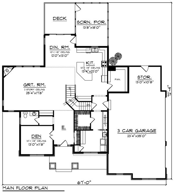 Home Plan - Craftsman Floor Plan - Main Floor Plan #70-1432