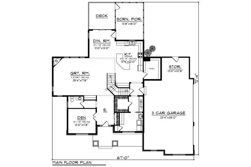 Craftsman Style House Plan - 4 Beds 3.5 Baths 3388 Sq/Ft Plan #70-1432 ...