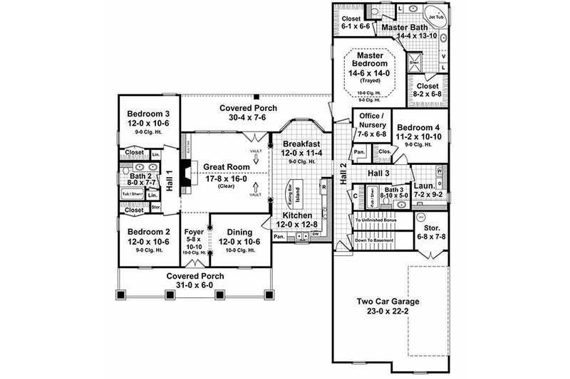 House Plan Design - Floor Plan - Main Floor for Country House Plan #21-287 - 4 bed, 3 bath