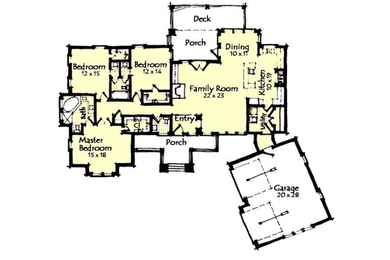 Floor Plan - Main Floor for Craftsman House Plan #921-27 - 3 bed, 2.5 bath