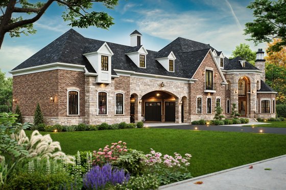 Exterior - Front Elevation 4 for European House Plan #119-432 - 4 bed, 4.5 bath