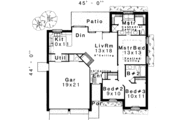 European Style House Plan - 3 Beds 2 Baths 1198 Sq/Ft Plan #310-195 