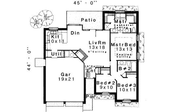 Floor Plan - Main Floor for European House Plan #310-195 - 3 bed, 2 bath