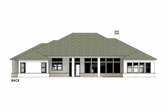 Exterior - Rear Elevation 1 for Prairie House Plan #1096-37 - 4 bed, 3.5 bath