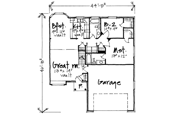 Floor Plan - Main Floor for Ranch House Plan #308-192 - 4 bed, 3 bath