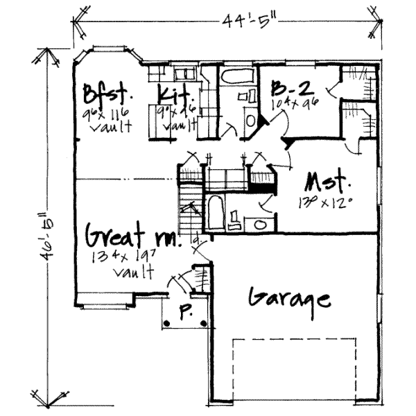 Floor Plan - Main Floor for Ranch House Plan #308-192 - 4 bed, 3 bath
