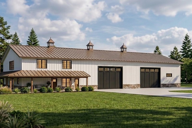 House Plan Design - Exterior - Front Elevation 2 for Barndominium House Plan #1064-318 - 3 bed, 2.5 bath