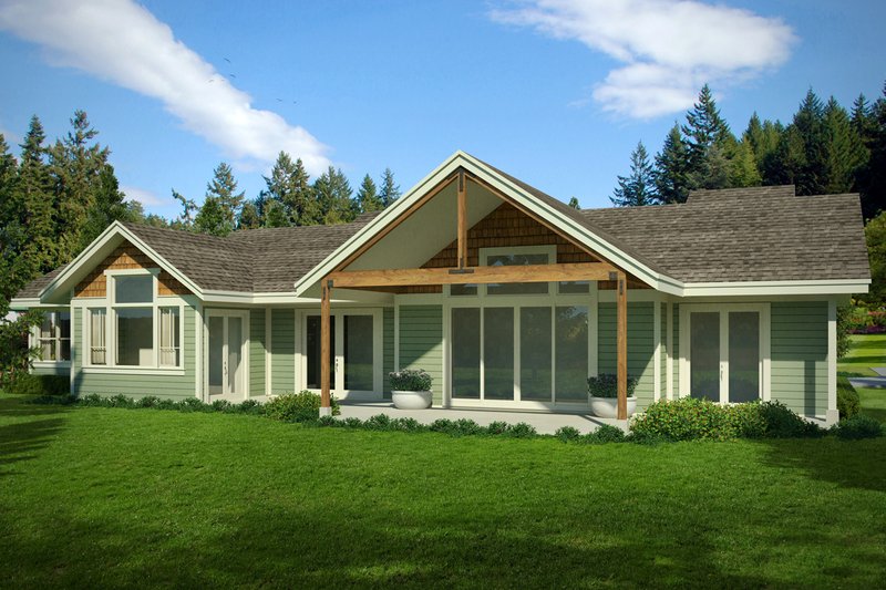 Architectural House Design - Exterior - Rear Elevation for Craftsman House Plan #124-1005 - 2 bed, 2 bath