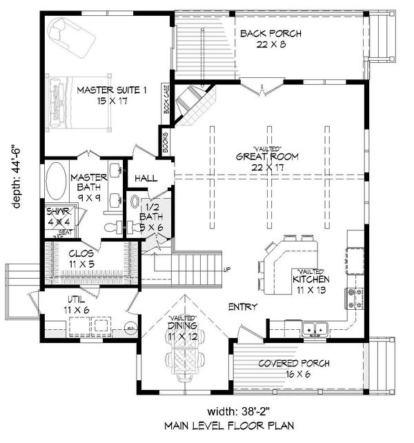 House Blueprint - Country Floor Plan - Main Floor Plan #932-262