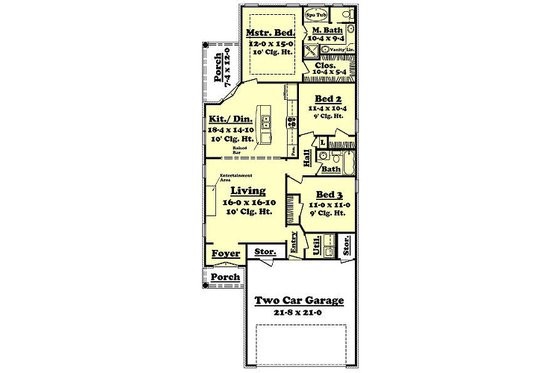Floor Plan - Main Floor for European House Plan #430-50 - 3 bed, 2 bath