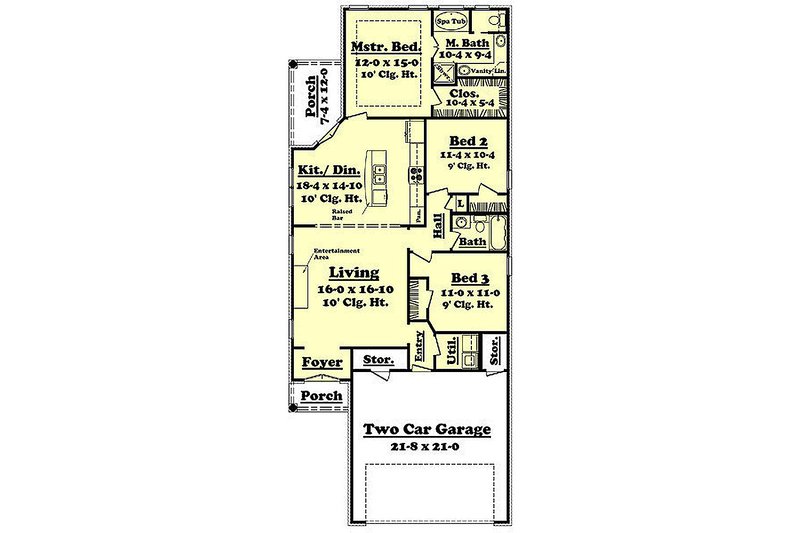 Home Plan - Floor Plan - Main Floor for European House Plan #430-50 - 3 bed, 2 bath