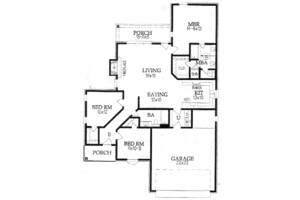 Floor Plan - Main Floor for Colonial House Plan #15-102 - 3 bed, 2 bath