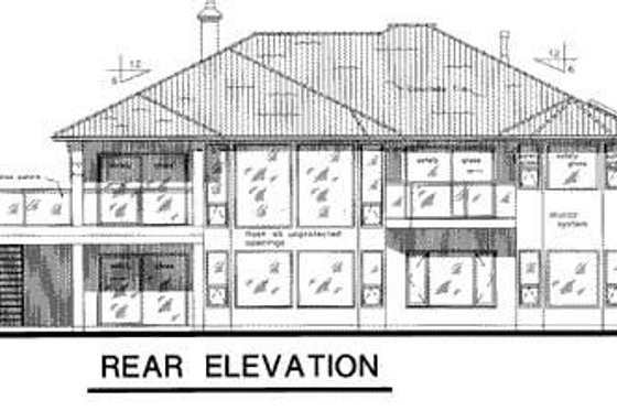 Exterior - Rear Elevation for Mediterranean House Plan #18-9133 - 2 bed, 2.5 bath