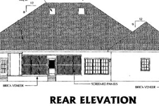 Exterior - Rear Elevation for Southern House Plan #44-128 - 3 bed, 3 bath