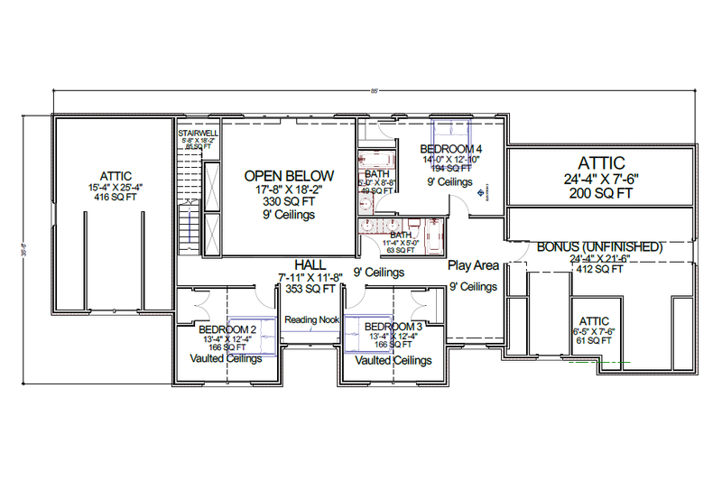 Home Plan - Floor Plan - Upper Floor for European House Plan #1116-2 - 4 bed, 3.5 bath