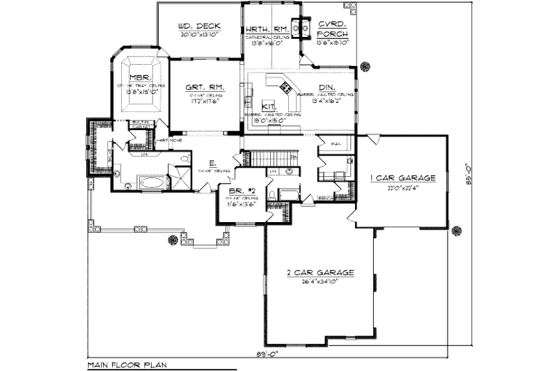 Dream House Plan - Floor Plan - Main Floor for Bungalow House Plan #70-1006 - 2 bed, 2 bath