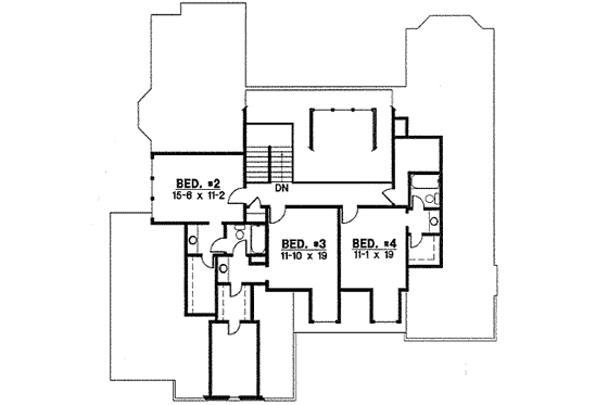 Floor Plan - Upper Floor for Traditional House Plan #67-795 - 4 bed, 3 bath