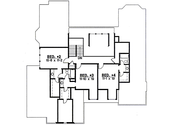 Floor Plan - Upper Floor for Traditional House Plan #67-795 - 4 bed, 3 bath
