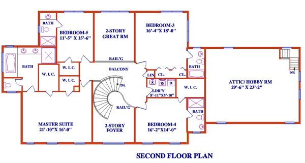 Colonial Floor Plan - Upper Floor Plan #3-345