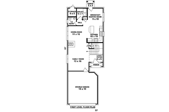 Floor Plan - Main Floor for Traditional House Plan #81-1366 - 3 bed, 2.5 bath