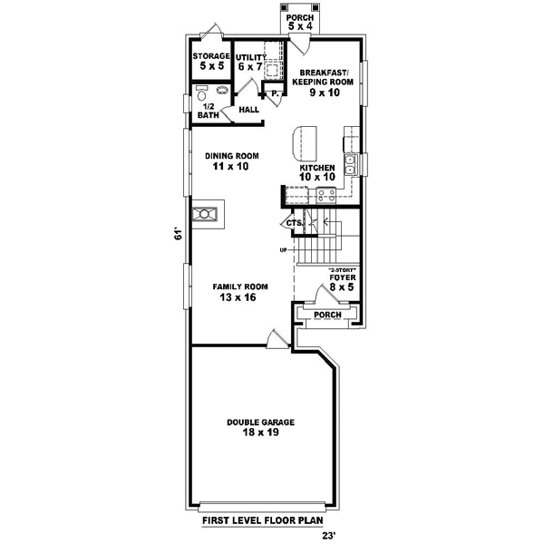 Floor Plan - Main Floor for Traditional House Plan #81-1366 - 3 bed, 2.5 bath