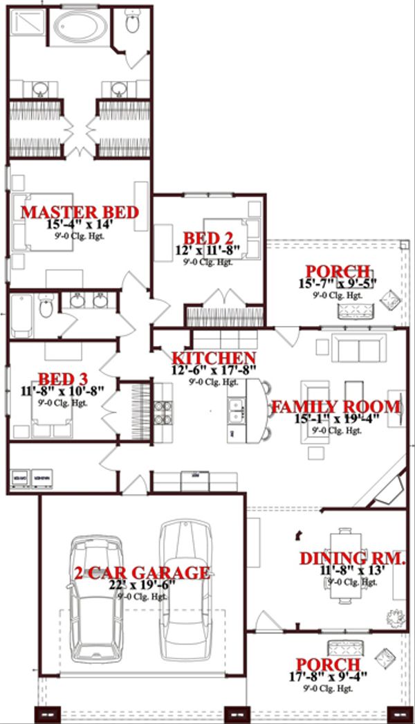 Bungalow Floor Plan - Main Floor Plan #63-243
