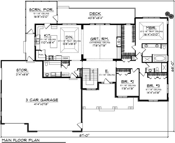 House Plan Design - Ranch Floor Plan - Main Floor Plan #70-1103