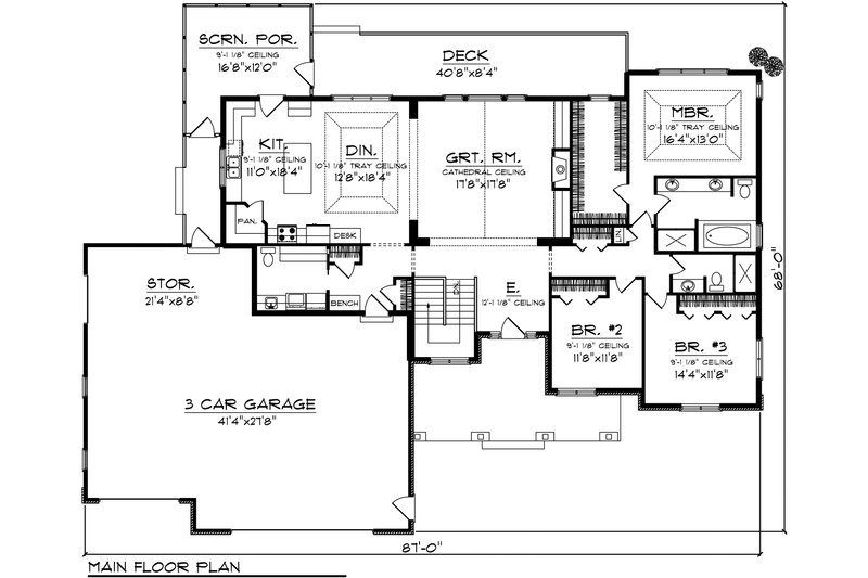 Ranch Style House Plan - 3 Beds 2.5 Baths 2346 Sq Ft Plan #70-1103 