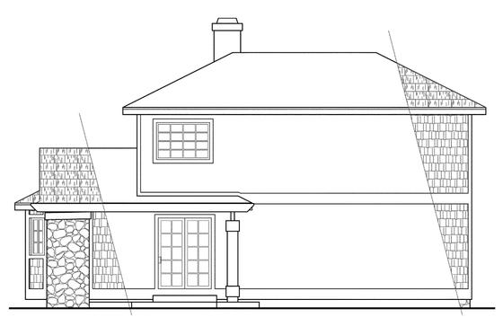 Exterior - Rear Elevation for Country House Plan #124-149 - 2 bed, 2 bath