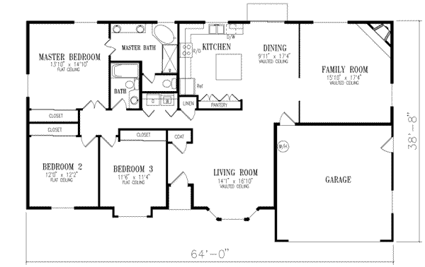 Adobe / Southwestern Floor Plan - Main Floor Plan #1-380