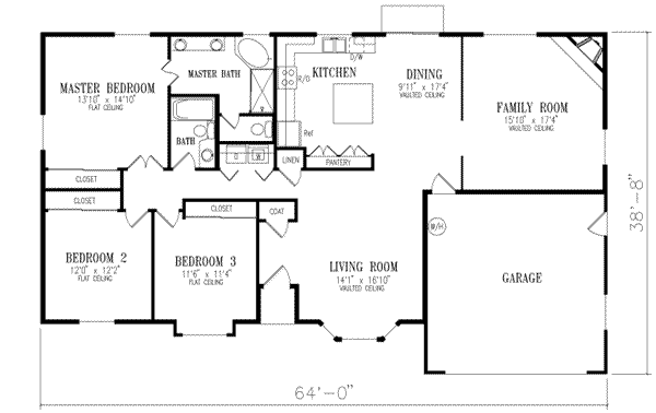 Architectural House Design - Adobe / Southwestern Floor Plan - Main Floor Plan #1-380